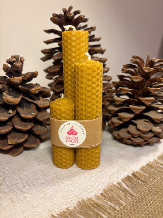 Pack de 3 Velas de Miel – 100% Cera de Abeja Natural