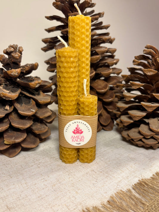 Pack de 3 Velas de Miel Finas– 100% Cera de Abeja Natural