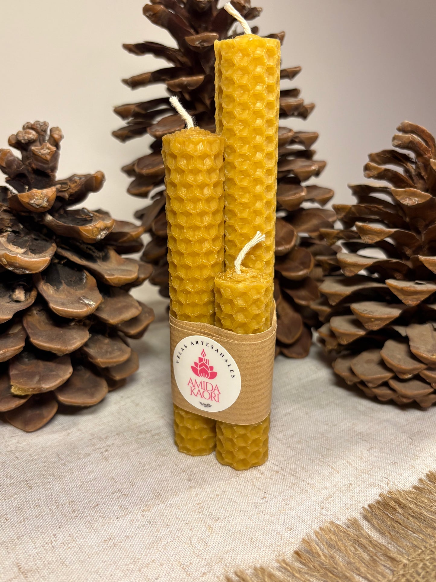 Pack de 3 Velas de Miel Finas– 100% Cera de Abeja Natural